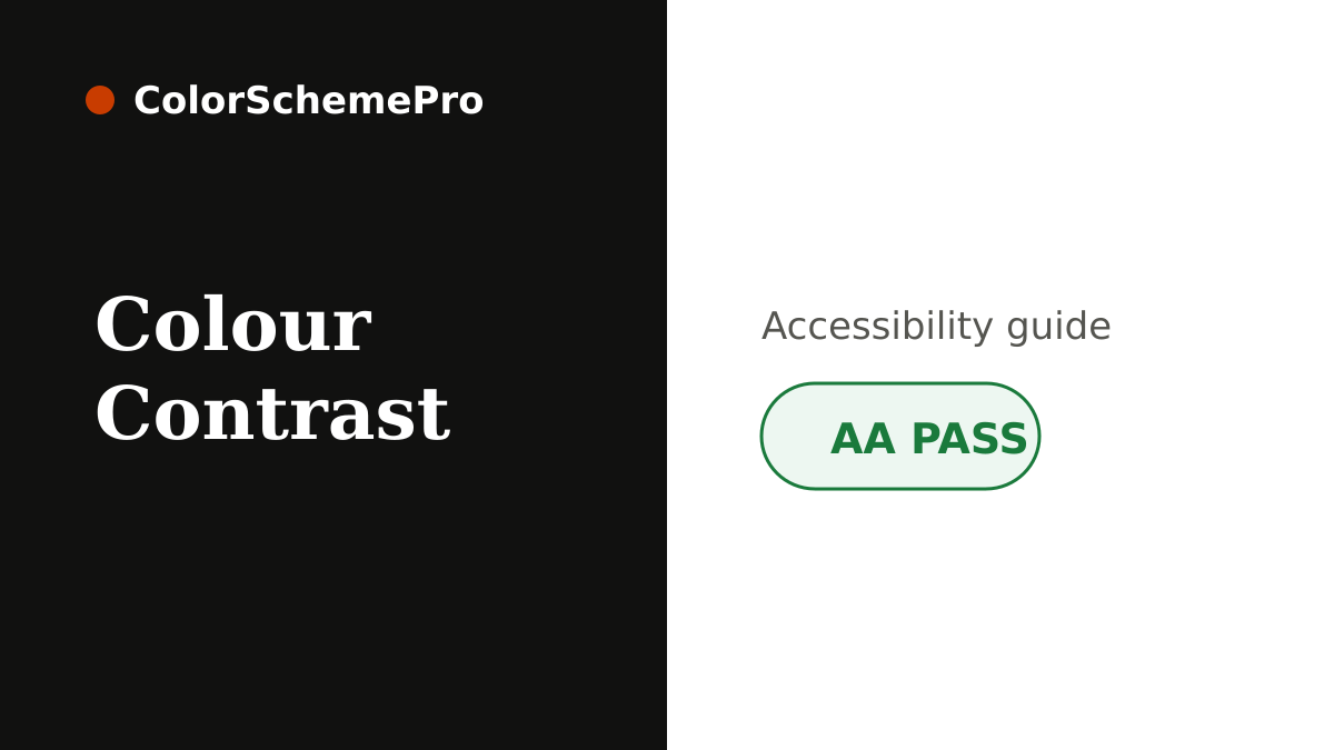 Colour contrast accessibility guide showing dark and light surfaces