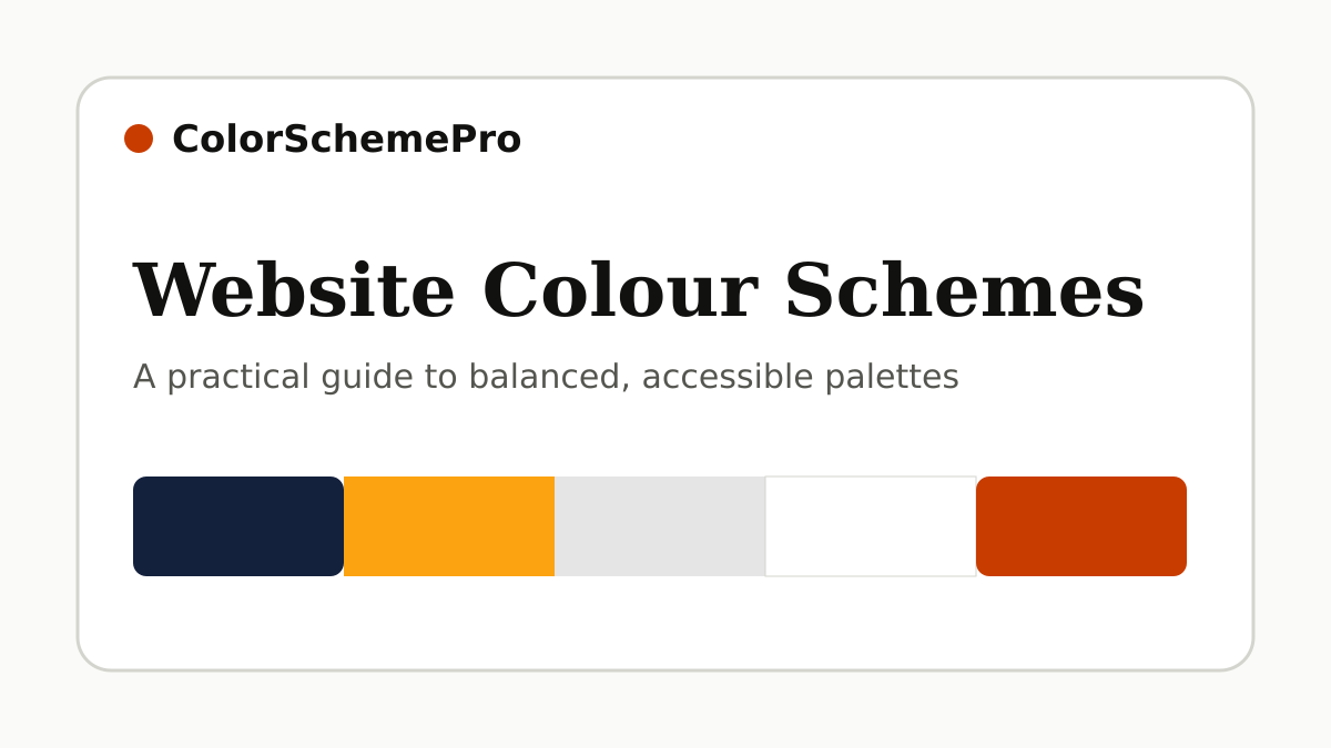 Website colour scheme guide with a five-colour palette